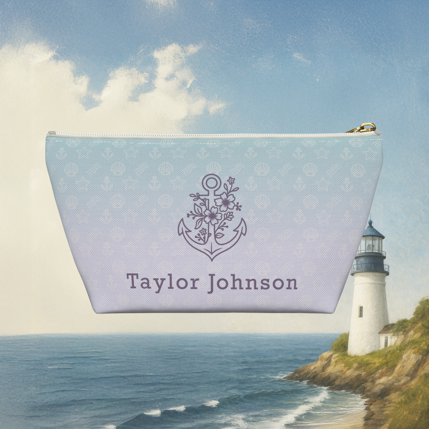 Floral Anchor Accessory Pouch