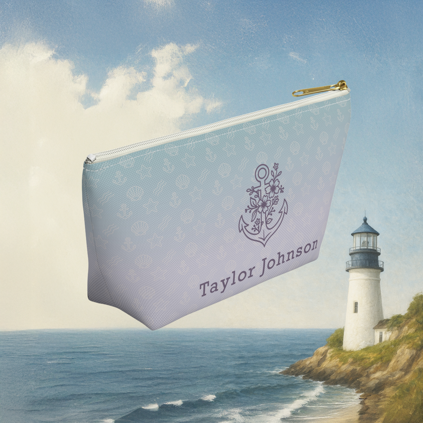 Floral Anchor Accessory Pouch