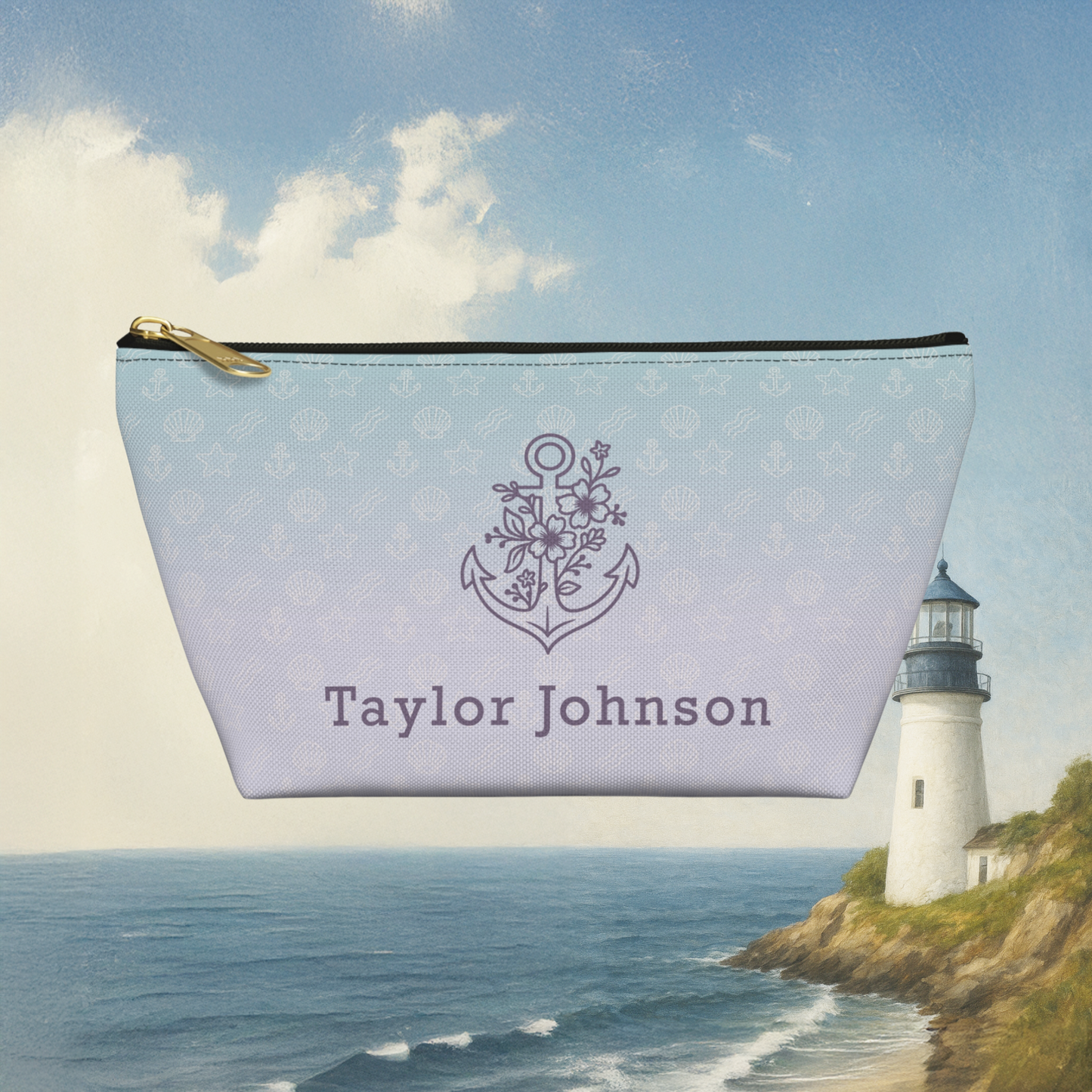 Floral Anchor Accessory Pouch
