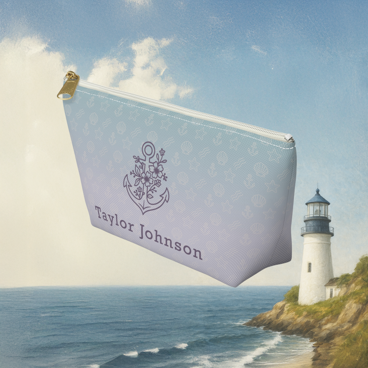 Floral Anchor Accessory Pouch