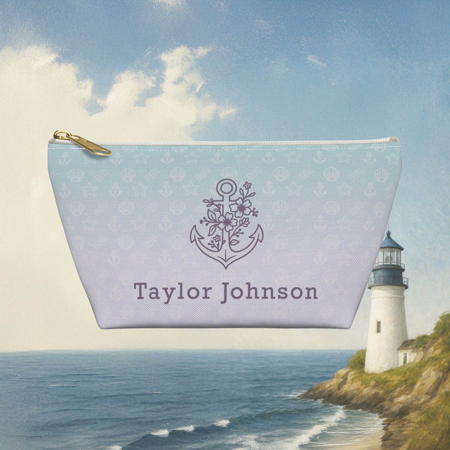 Floral Anchor Accessory Pouch