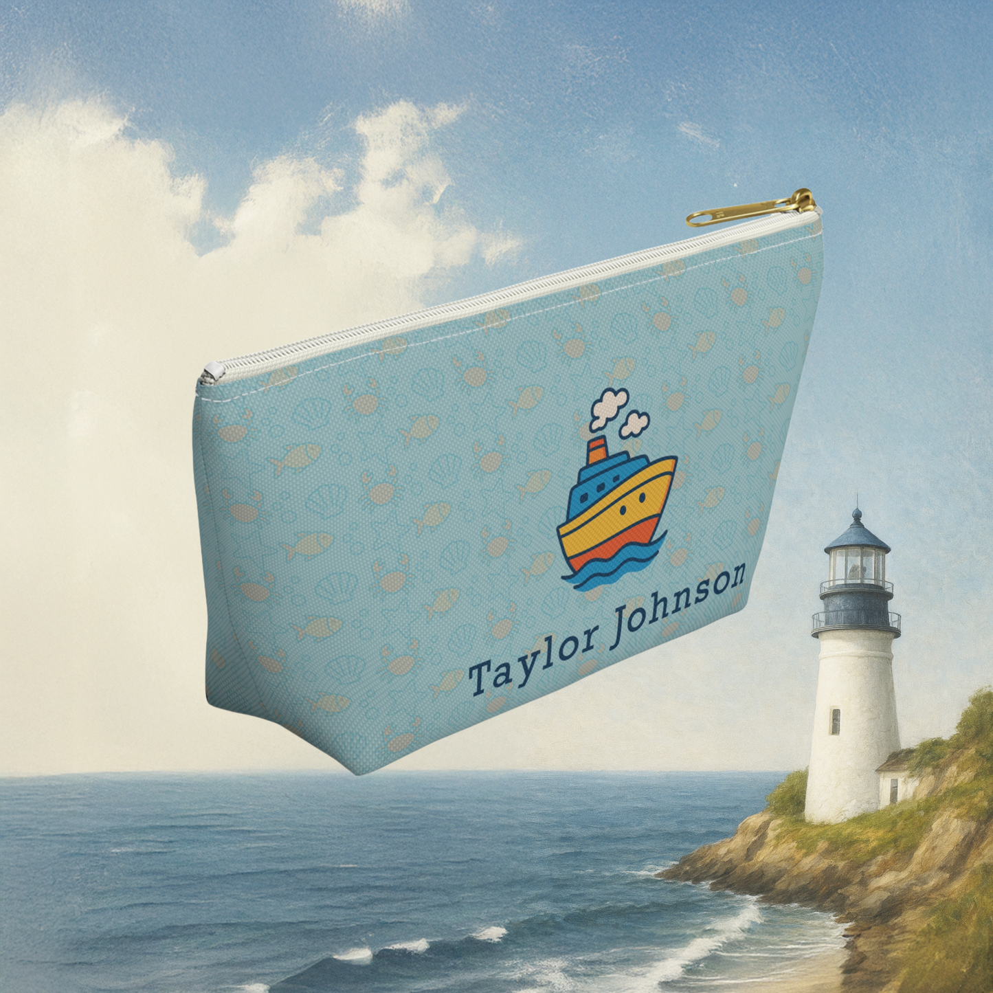Cruise Ship Pattern Accessory Pouch