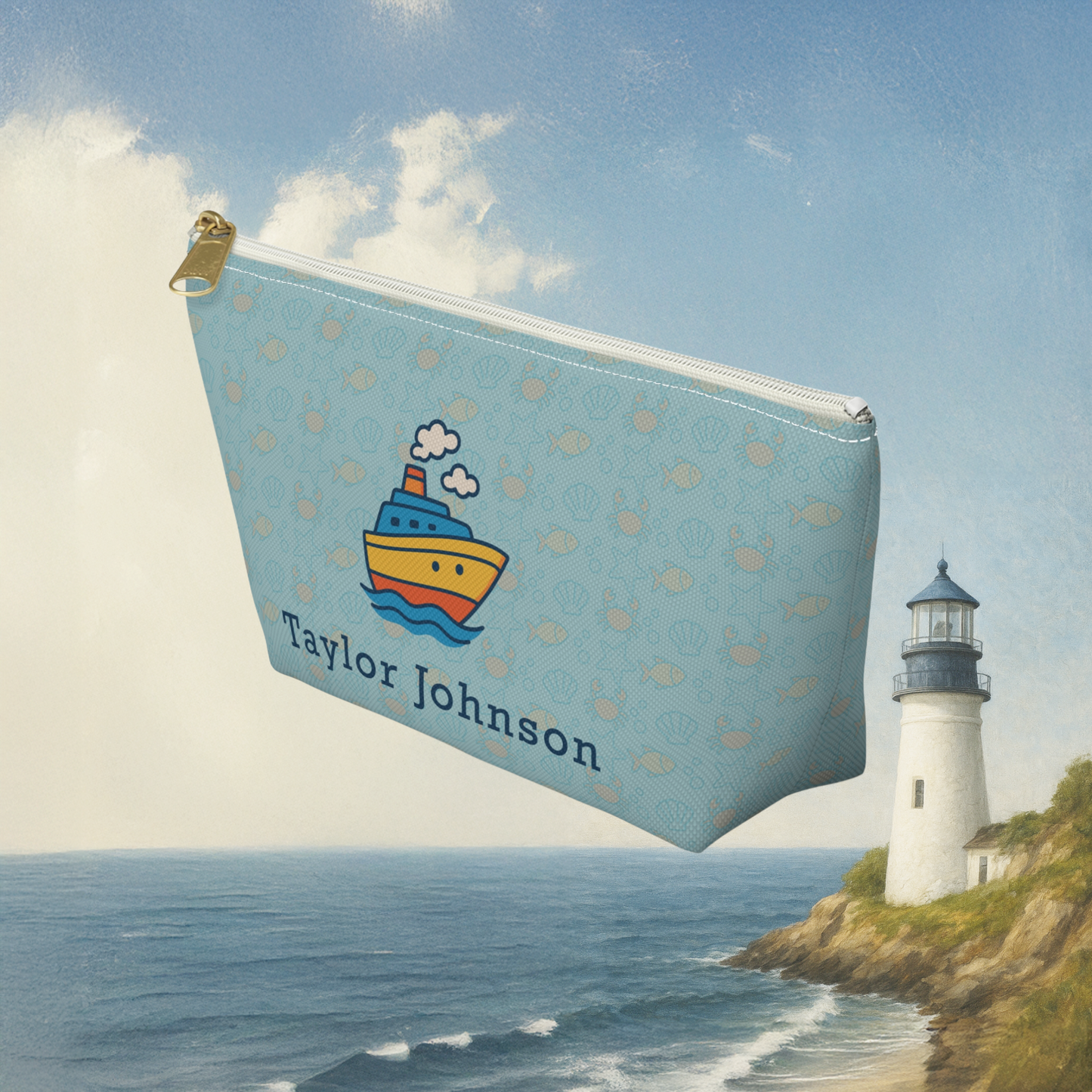 Cruise Ship Pattern Accessory Pouch