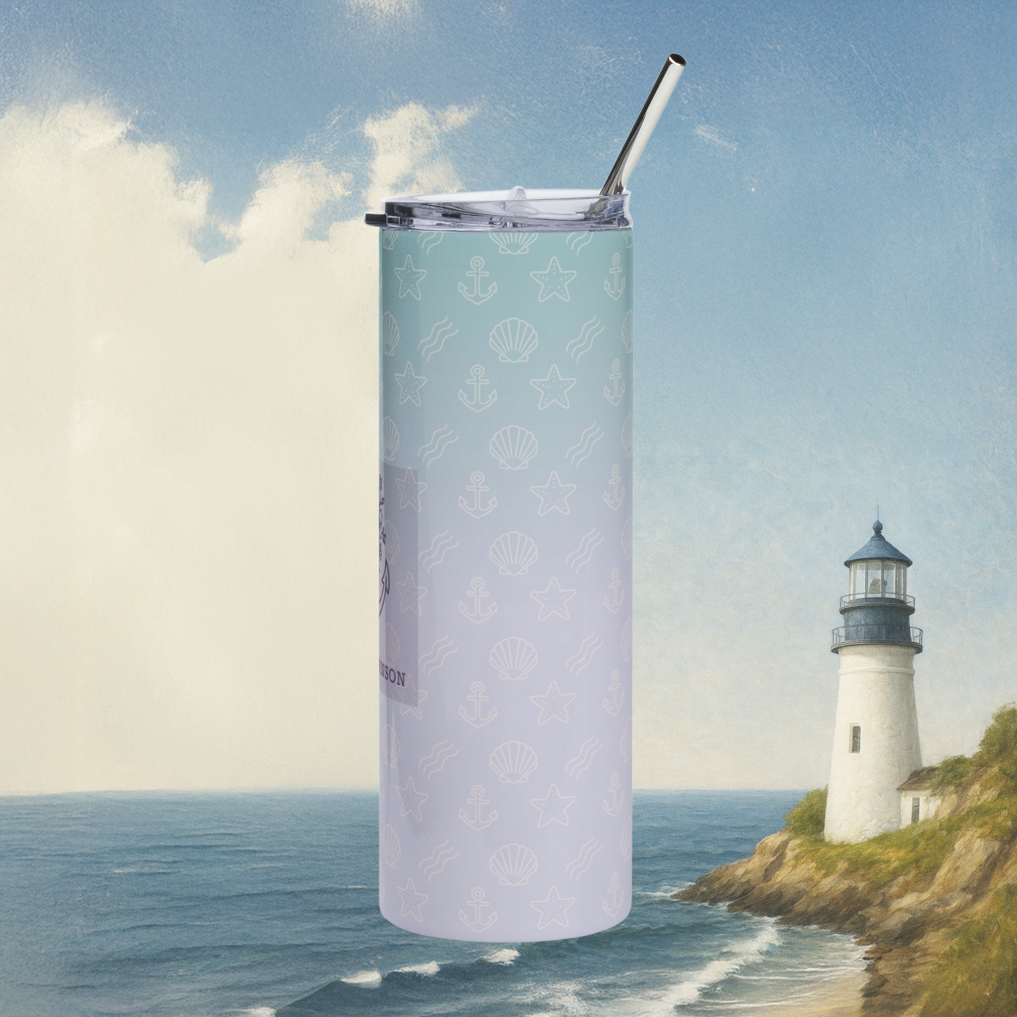 Floral Anchor Stainless Steel Tumbler, 20oz