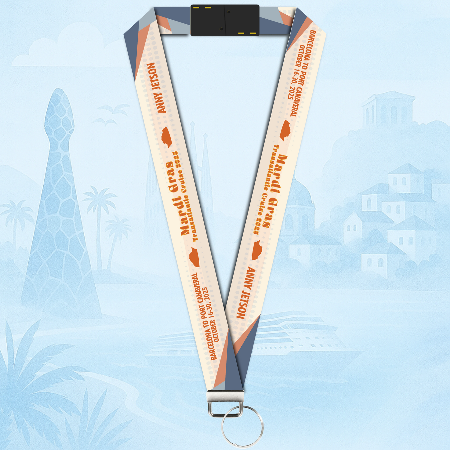Mardi Gras Transatlantic Lanyard – Barcelona to Port Canaveral (October 16–30, 2025) – Ships Late August