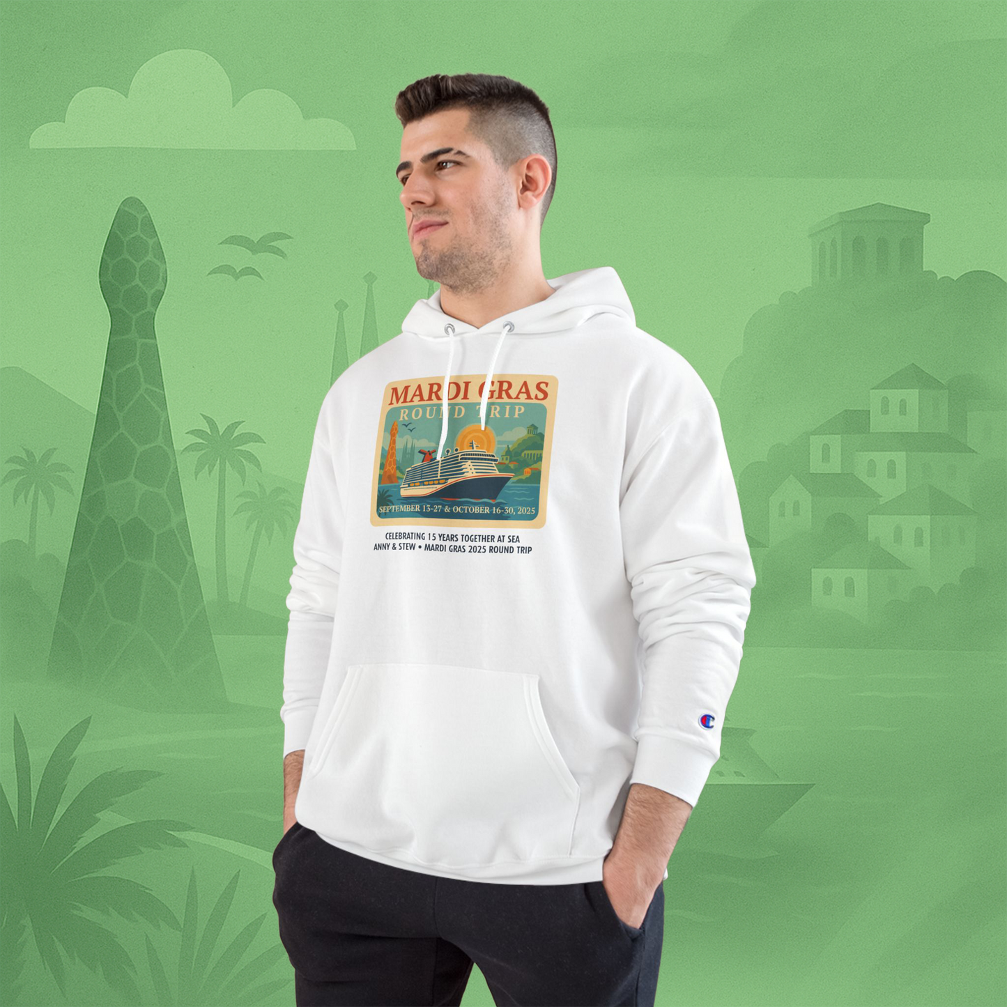 Mardi Gras Transatlantic Hoodie – Roundtrip (Sep 13–27 & Oct 16–30, 2025)