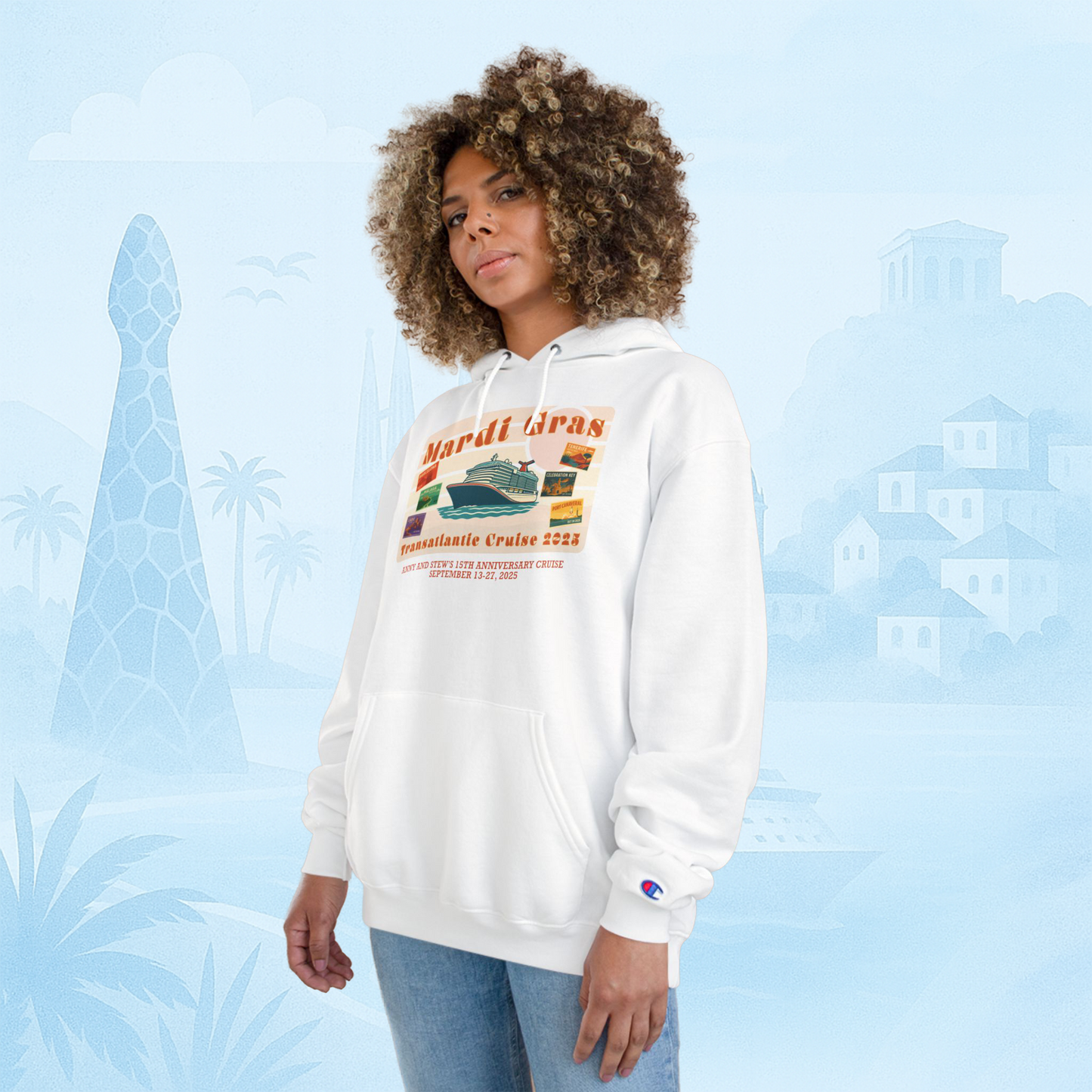 Mardi Gras Transatlantic Hoodie – Barcelona to Port Canaveral (Oct 16–30, 2025)