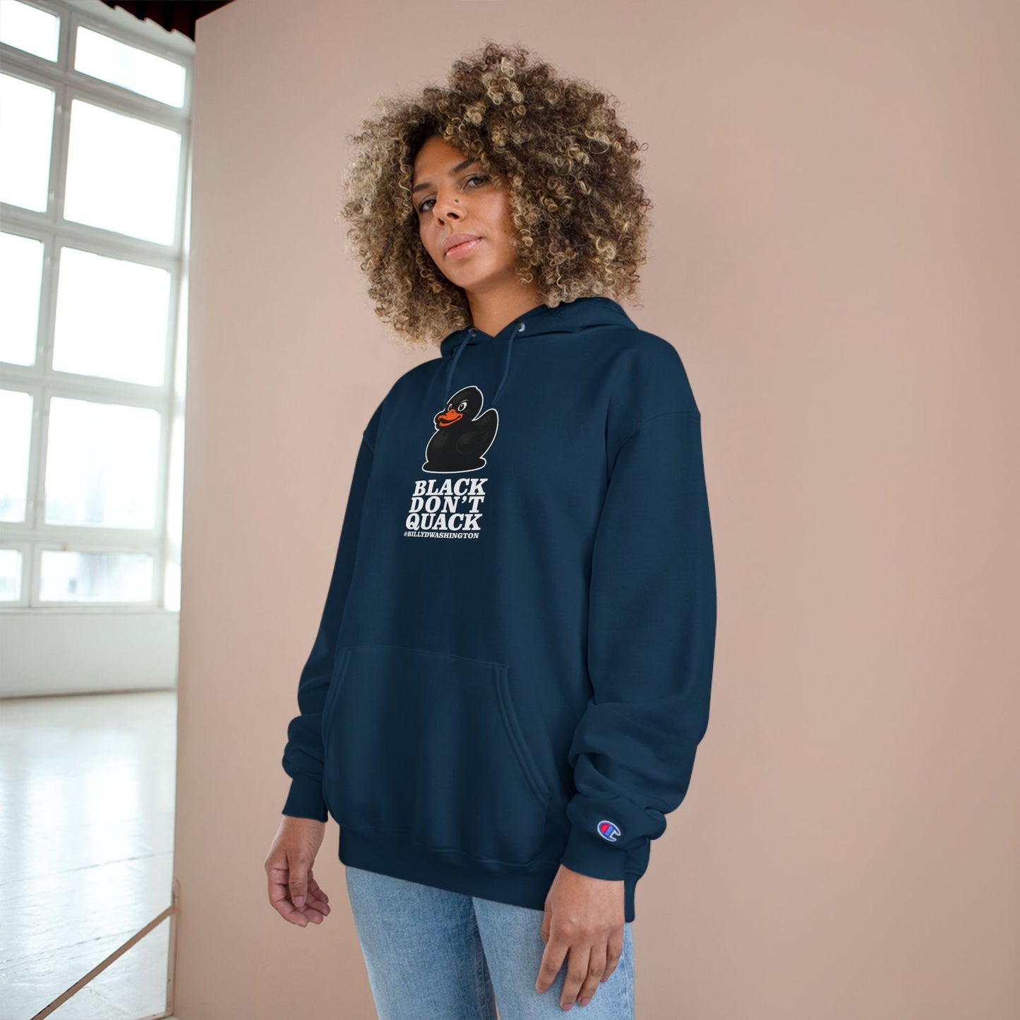 “Black Don’t Quack” Champion Hoodie – Billy D. Washington x High Seas Supply Co.