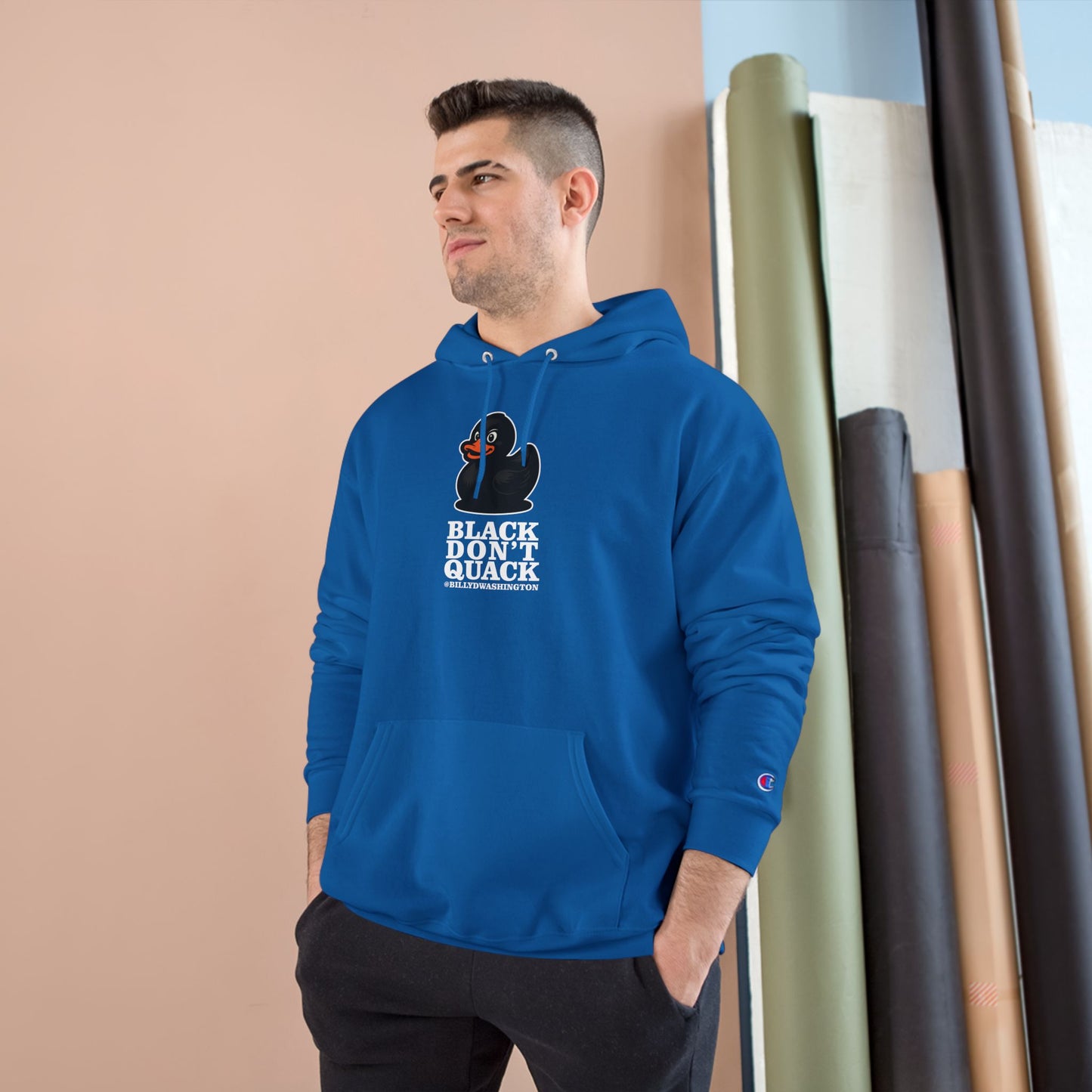 “Black Don’t Quack” Champion Hoodie – Billy D. Washington x High Seas Supply Co.