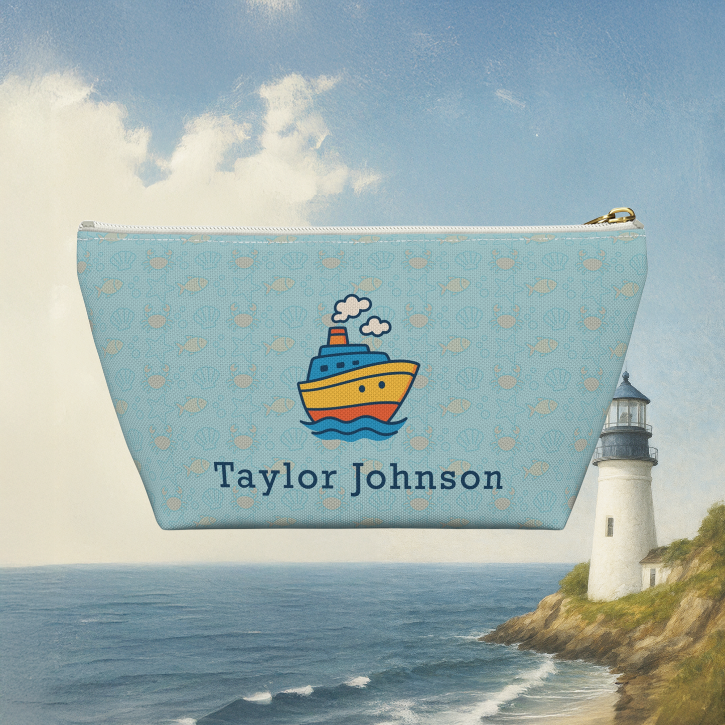 Cruise Ship Pattern Accessory Pouch