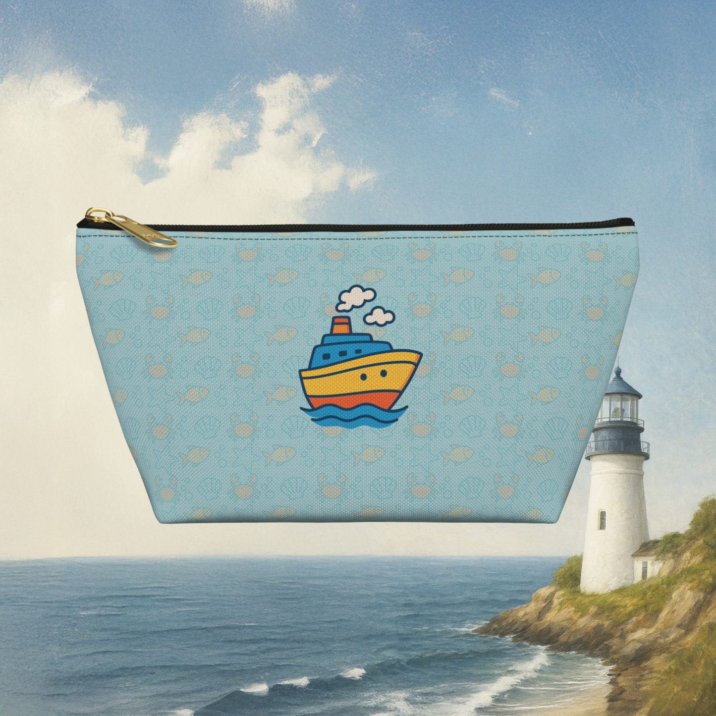 Cruise Ship Pattern Accessory Pouch