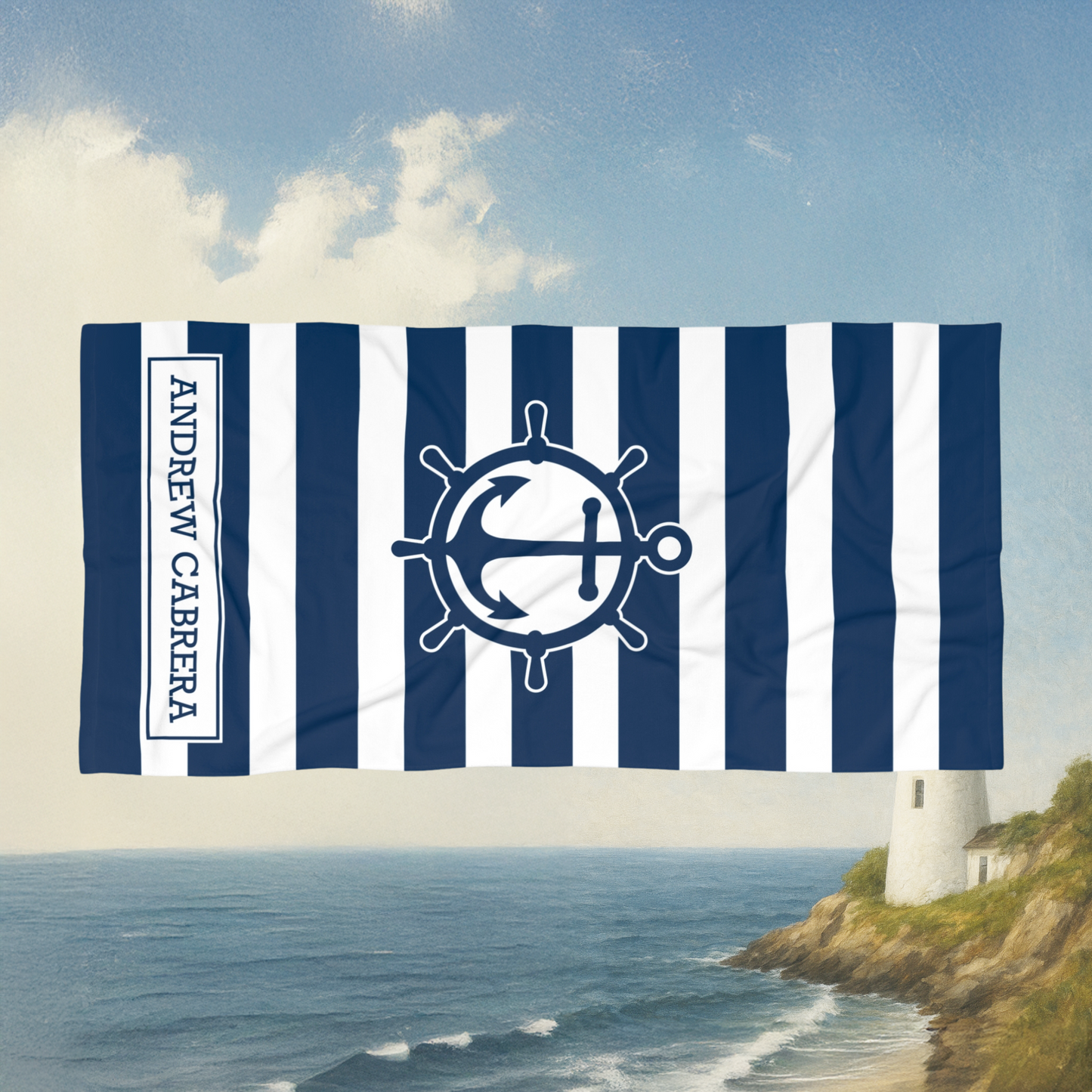 Striped Anchor Towel