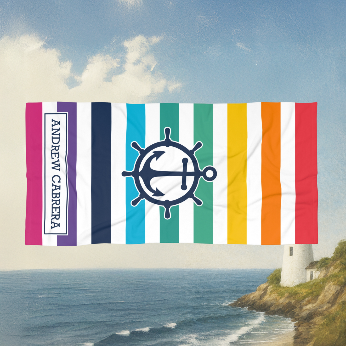Striped Anchor Towel