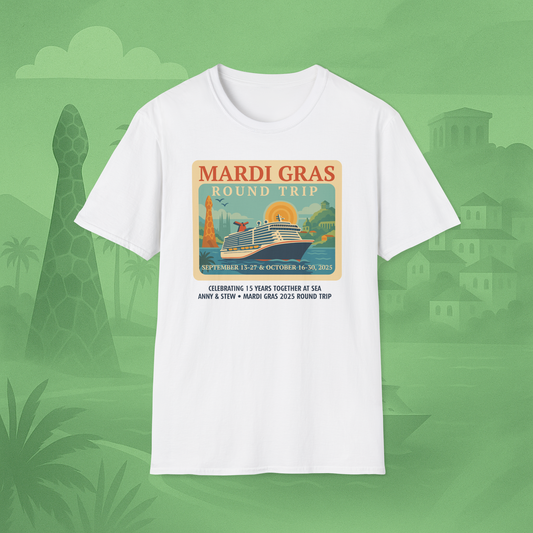 Mardi Gras Transatlantic Tee – Roundtrip (Sep 13–27 & Oct 16–30, 2025)