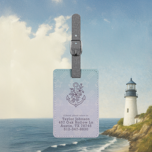 Floral Anchor Luggage Tag