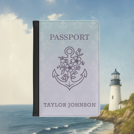 Floral Anchor Passport Holder