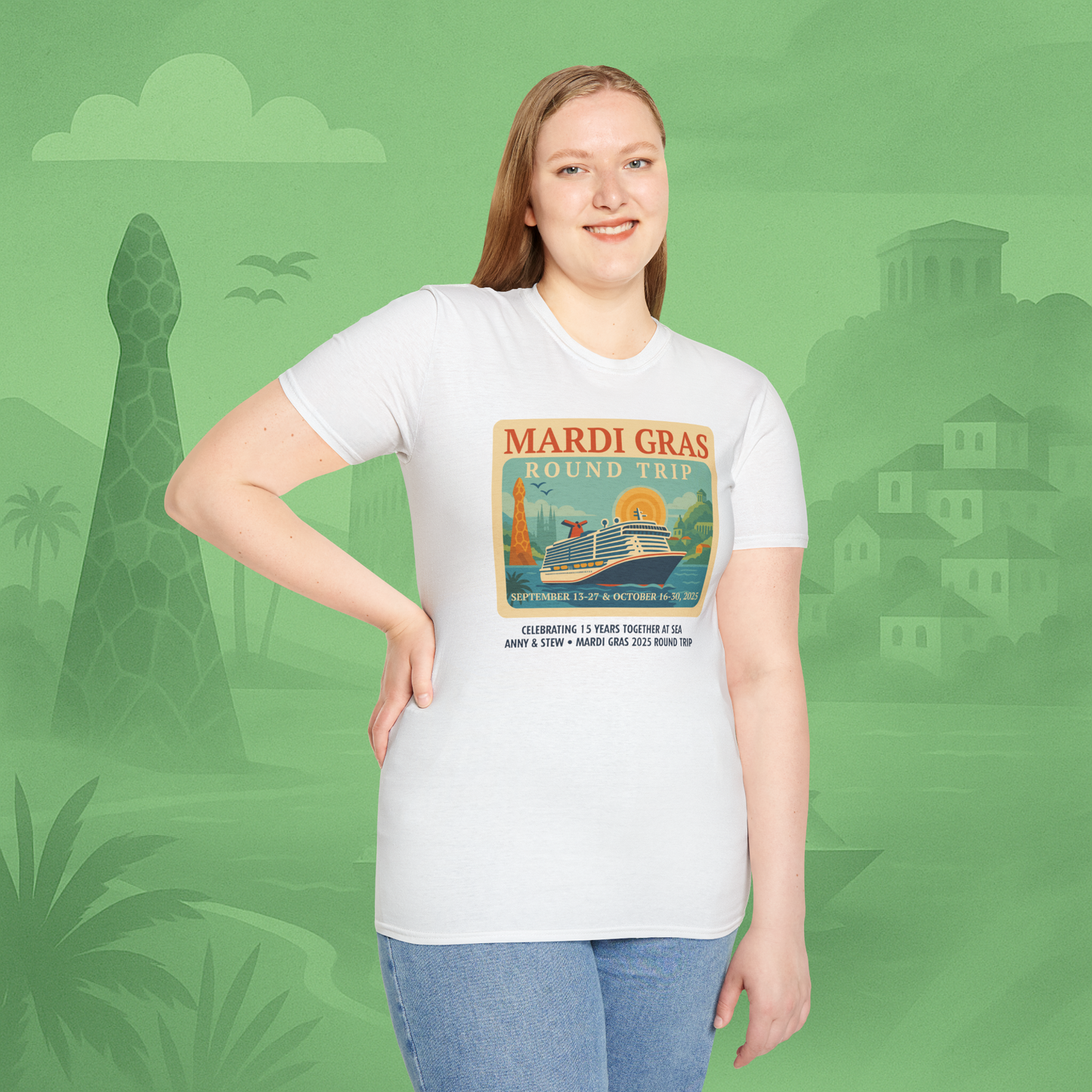 Mardi Gras Transatlantic Tee – Roundtrip (Sep 13–27 & Oct 16–30, 2025)