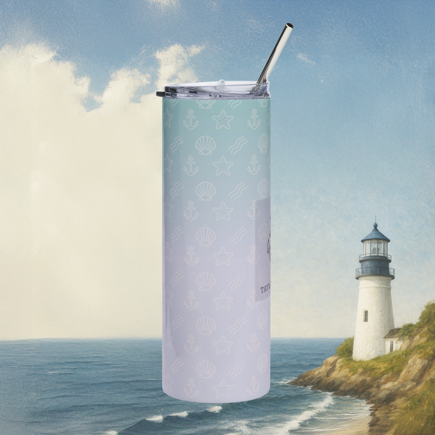 Floral Anchor Stainless Steel Tumbler, 20oz