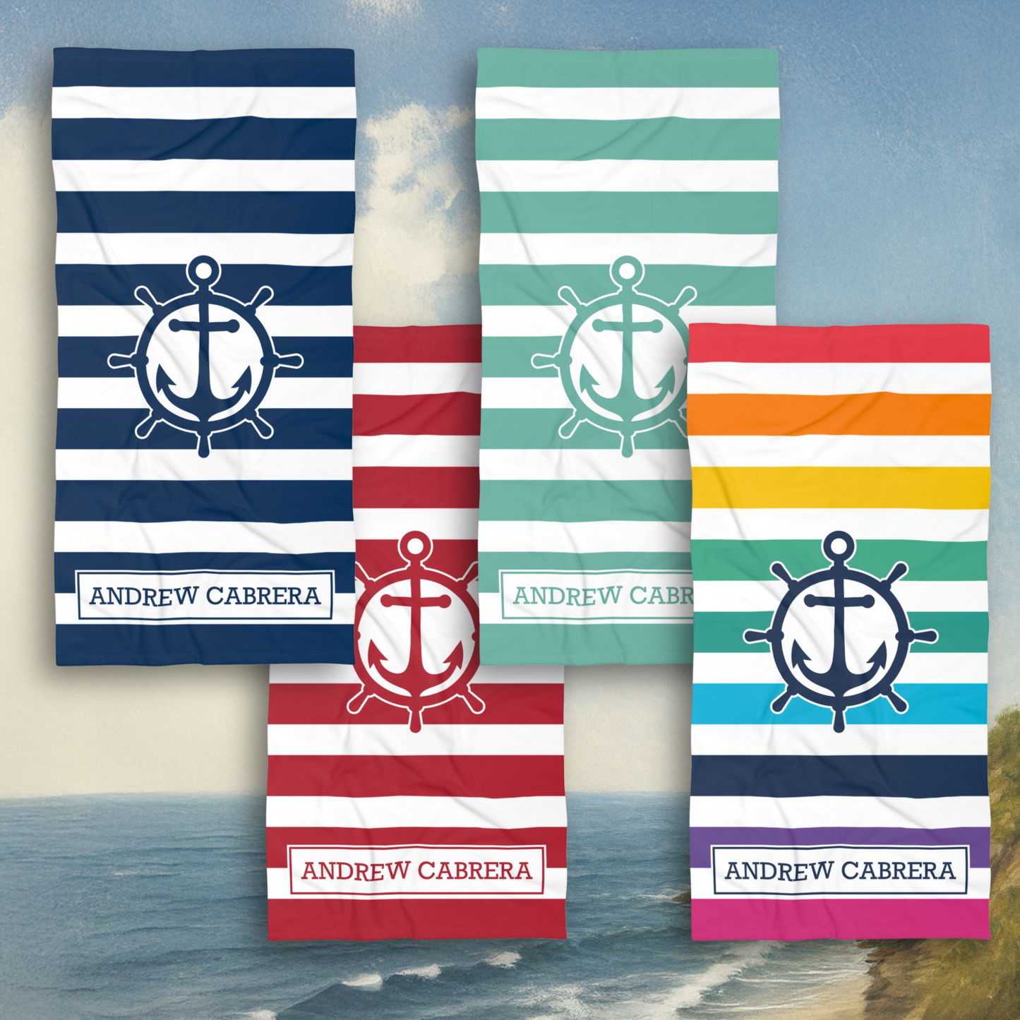 Striped Anchor Towel