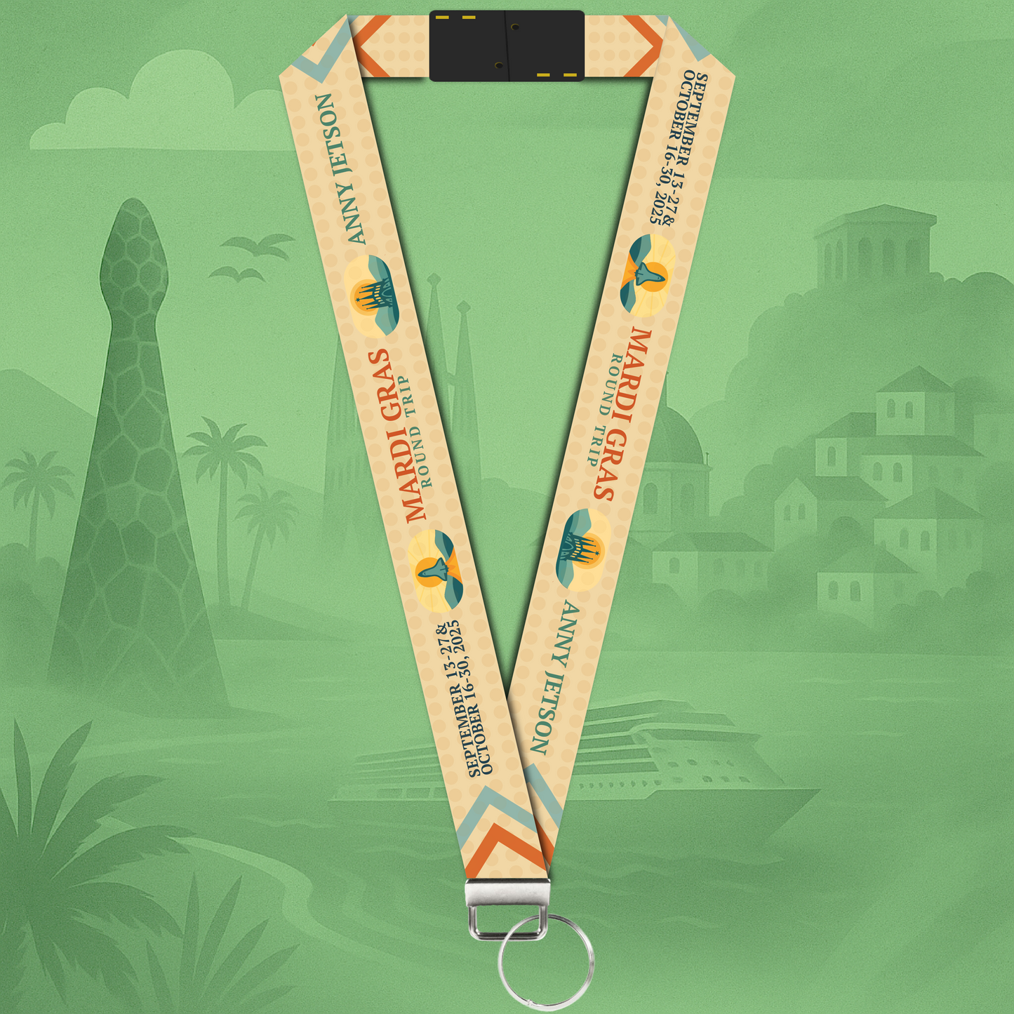Mardi Gras Transatlantic Lanyard – Roundtrip (Sep 13–27 & Oct 16–30, 2025) – Ships Late August